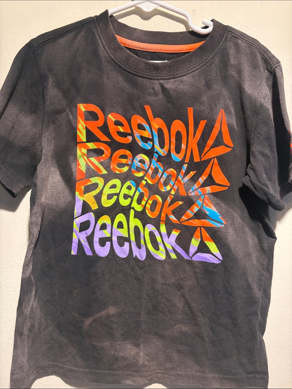 Reebok Black Tee with Neon Multicolor Logo